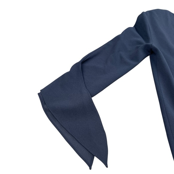 Tibi Tie Sleeve Structured Crepe Navy Shift Dress In Size 2 - Picture 10 of 11